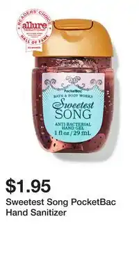 Bath & Body Works Sweetest Song PocketBac Hand Sanitizer offer