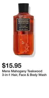 Bath & Body Works Mens Mahogany Teakwood 3-in-1 Hair, Face & Body Wash offer