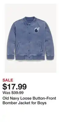 Old Navy Old Navy Loose Button-Front Bomber Jacket for Boys offer