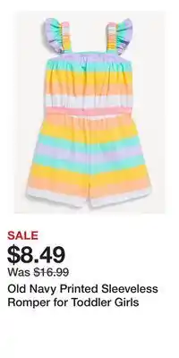 Old Navy Old Navy Printed Sleeveless Romper for Toddler Girls offer