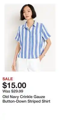 Old Navy Old Navy Crinkle Gauze Button-Down Striped Shirt offer