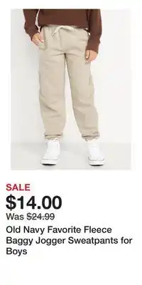 Old Navy Old Navy Favorite Fleece Baggy Jogger Sweatpants for Boys offer