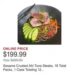 Costco Sesame Crusted Ahi Tuna Steaks, 18 Total Packs, 1 Case Totaling 12 Lbs offer