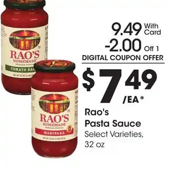 Ralphs Rao's Pasta Sauce offer