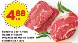 Food 4 Less Boneless Beef Chuck Roasts or Steaks offer