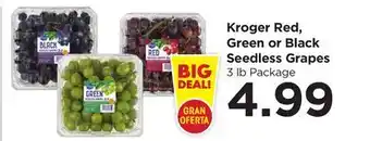 Food 4 Less Kroger Red, Green or Black Seedless Grapes offer