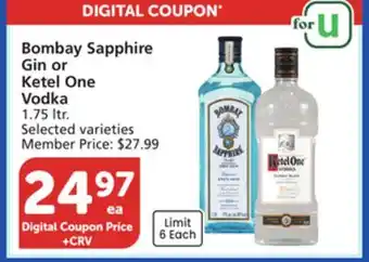 Albertsons Bombay Sapphire Gin or Ketel One Vodka offer