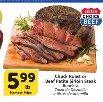 Albertsons Chuck Roast or Beef Petite Sirloin Steak offer