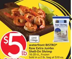 Albertsons waterfront BISTRO Raw Extra Jumbo Shell-On Shrimp offer