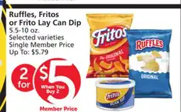 Albertsons Ruffles, Fritos or Frito Lay Can Dip offer