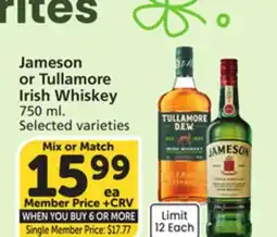 Albertsons Jameson or Tullamore Irish Whiskey offer