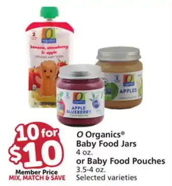 Albertsons O Organics Baby Food Jars 4 oz. or Baby Food Pouches 3.5-4 oz offer