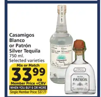 Albertsons Casamigos Blanco or Patrón Silver Tequila offer