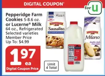 Albertsons Pepperidge Farm Cookies 5-8.6 oz. or Lucerne Milk 64 oz offer