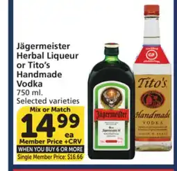 Albertsons Jägermeister Herbal Liqueur or Tito's Handmade Vodka offer