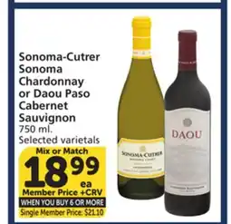 Albertsons Sonoma-Cutrer Sonoma Chardonnay or Daou Paso Cabernet Sauvignon offer