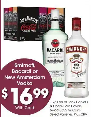 Ralphs Smirnoff, Bacardi or New Amsterdam Vodka offer