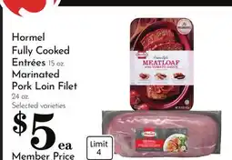 Pavilions Hormel Fully Cooked Entrées 15 oz. Marinated Pork Loin Filet 24 oz offer