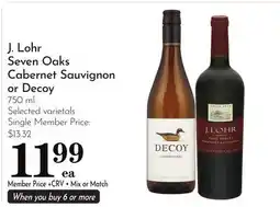 Pavilions J. Lohr Seven Oaks Cabernet Sauvignon or Decoy offer