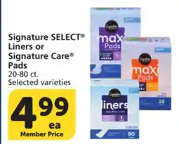 Albertsons Signature SELECT Liners or Signature Care Pads offer