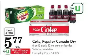 Pavilions Coke, Pepsi or Canada Dry offer