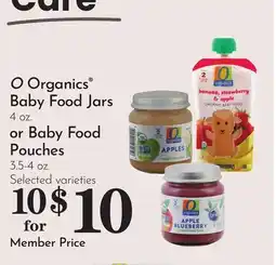 Pavilions O Organics Baby Food Jars 4 oz. or Baby Food Pouches 3.5-4 oz offer