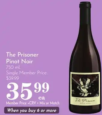 Pavilions The Prisoner Pinot Noir offer