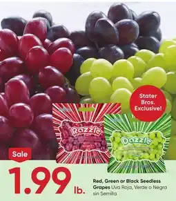 Stater Bros Red, Green or Black Seedless Grapes offer