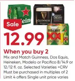 Stater Bros Guinness, Dos Equis, Heineken, Modelo or Pacifico offer