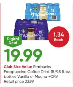 Stater Bros Starbucks Frappuccino Coffee Drink offer