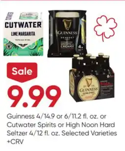 Stater Bros Guinness 4/14.9 or 6/11.2 fl. oz. or Cutwater Spirits or High Noon Hard Seltzer 4/12 fl. oz offer