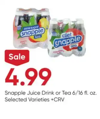 Stater Bros Snapple Juice Drink or Tea offer