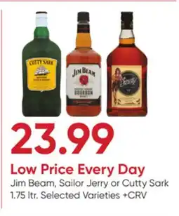 Stater Bros Jim Beam, Sailor Jerry or Cutty Sark offer