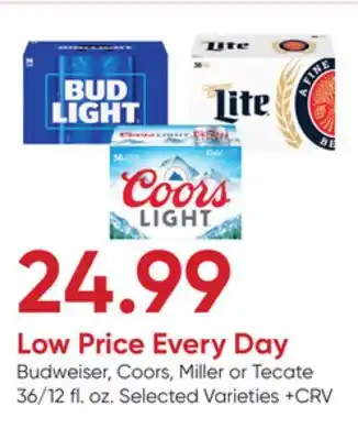 Stater Bros Budweiser, Coors, Miller or Tecate offer