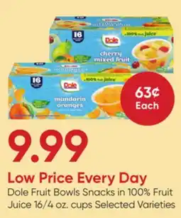 Stater Bros Dole Fruit Bowls Snacks in 100% Fruit Juice offer