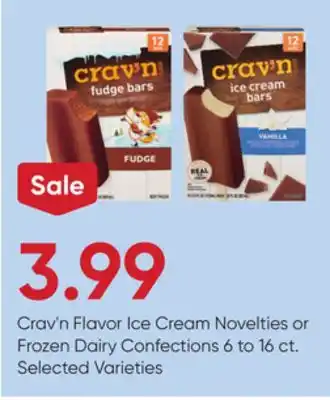 Stater Bros Crav'n Flavor Ice Cream Novelties or Frozen Dairy Confections offer