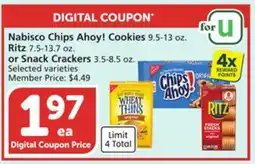 Vons Nabisco Chips Ahoy! Cookies 9.5-13 oz. Ritz 7.5-13.7 oz. or Snack Crackers 3.5-8.5 oz offer