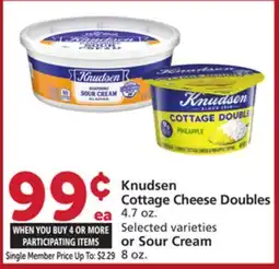 Vons Knudsen Cottage Cheese Doubles 4.7 oz. Selected varieties or Sour Cream 8 oz offer