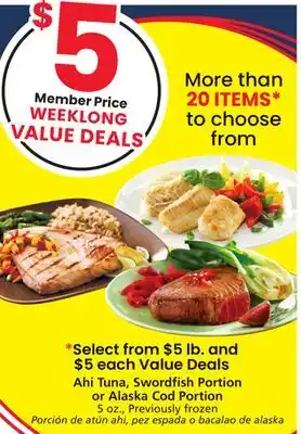 Vons Ahi Tuna, Swordfish Portion or Alaska Cod Portion offer