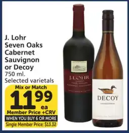 Vons J. Lohr Seven Oaks Cabernet Sauvignon or Decoy offer