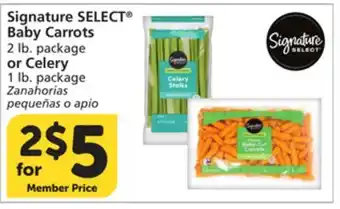 Vons Signature SELECT Baby Carrots 2 lb. package or Celery 1 lb. package offer