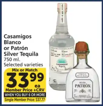 Vons Casamigos Blanco or Patrón Silver Tequila offer