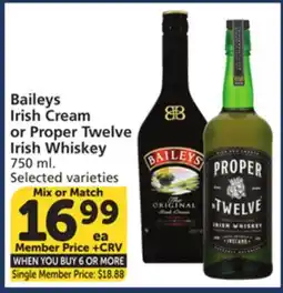 Vons Baileys Irish Cream or Proper Twelve Irish Whiskey offer