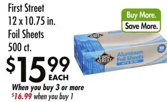 Smart & Final First Street 12x10.75 in. Foil Sheets offer