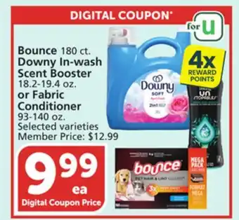 Vons Bounce 180 ct. Downy In-wash Scent Booster 18.2-19.4 oz. or Fabric Conditioner 93-140 oz offer