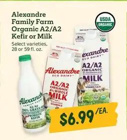 Sprouts Farmers Market Alexandre Family Farm Organic A2/A2 Kefir or Milk offer