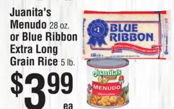 Smart & Final Juanita's Menudo or Blue Ribbon Extra Long Grain Rice offer