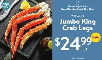 Fresh Thyme Jumbo King Crab Legs offer