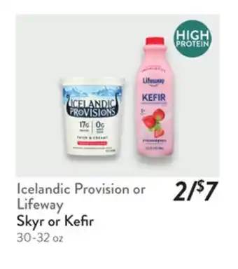 Fresh Thyme Icelandic Provision or Lifeway Skyr or Kefir offer