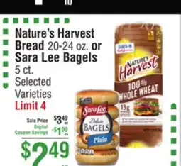 Smart & Final Nature's Harvest Bread 20-24 oz. or Sara Lee Bagels 5 ct offer